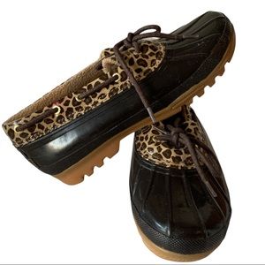 Sperry low duck boots cheetah print